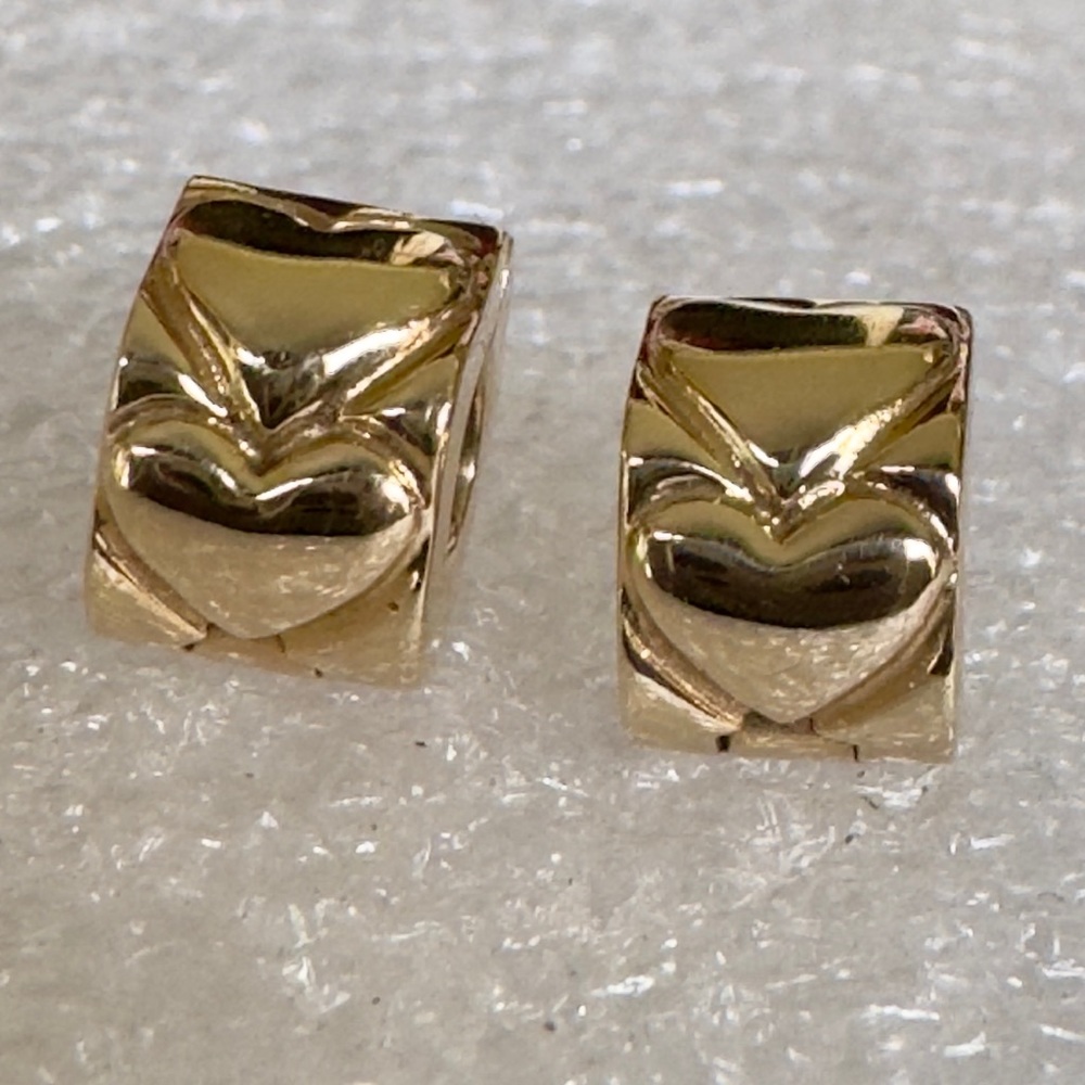 PAIR❗️Authentic Pandora ALE 14K Yellow Gold Heart Clip Charm ❗️